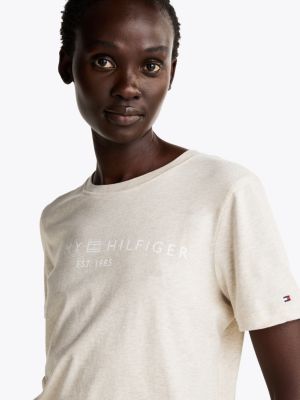 white logo crew neck t-shirt for women tommy hilfiger