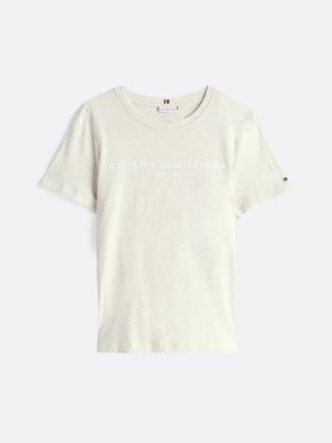 camiseta de cuello redondo con logo blanco de mujeres tommy hilfiger