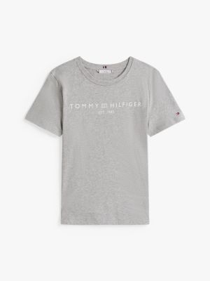 t-shirt con logo grigio da donne tommy hilfiger