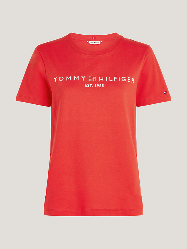 orange logo crew neck t-shirt for women tommy hilfiger