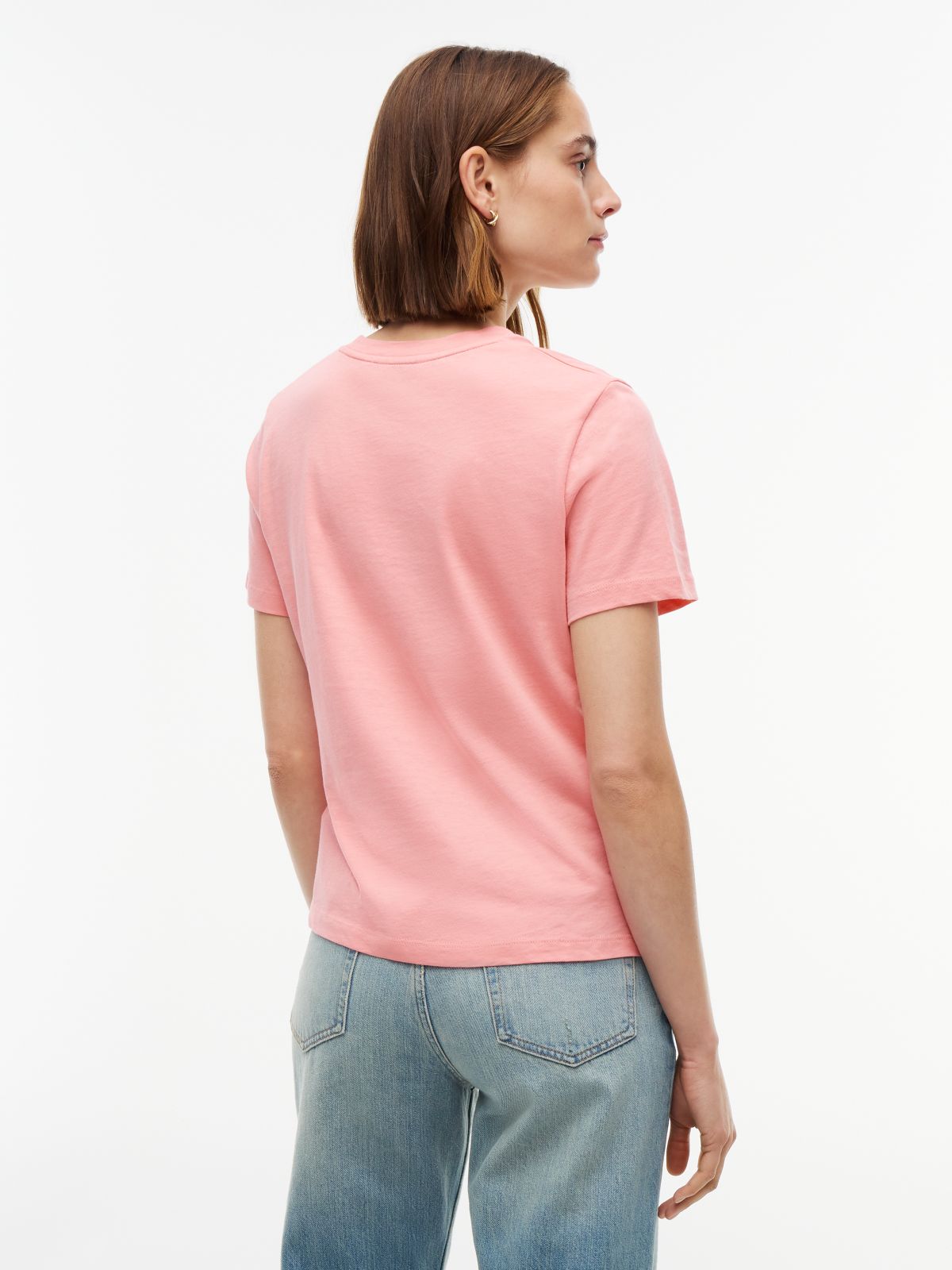 Logo Boxy Jersey Crew Neck T-Shirt — Pink
