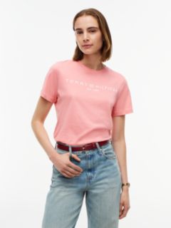 Logo Boxy Jersey Crew Neck T-Shirt — Pink 1
