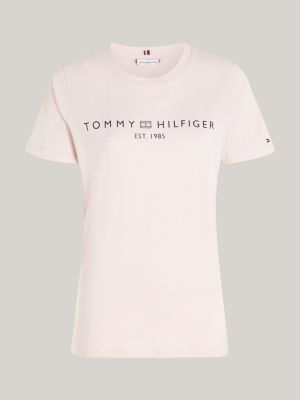| Signature Tommy Crew T-Shirt | Neck Pink Hilfiger Logo