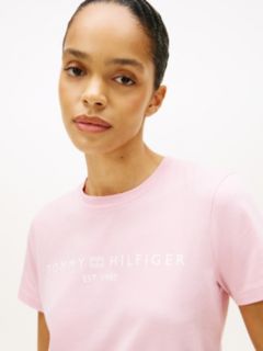 Logo Boxy Jersey Crew Neck T-Shirt — Pink 2