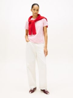 Logo Boxy Jersey Crew Neck T-Shirt — Pink 3