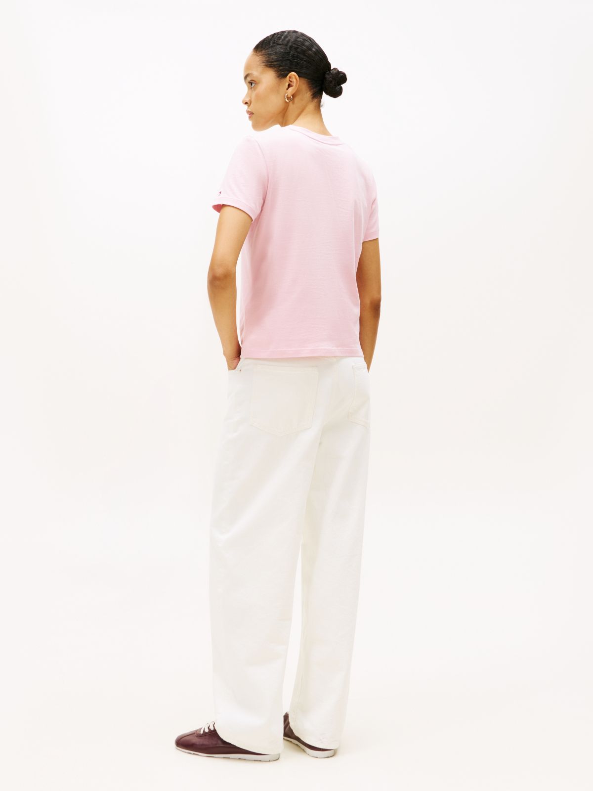 Logo Boxy Jersey Crew Neck T-Shirt — Pink