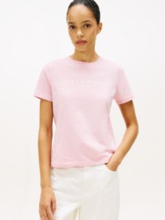 Logo Boxy Jersey Crew Neck T-Shirt — Pink 1