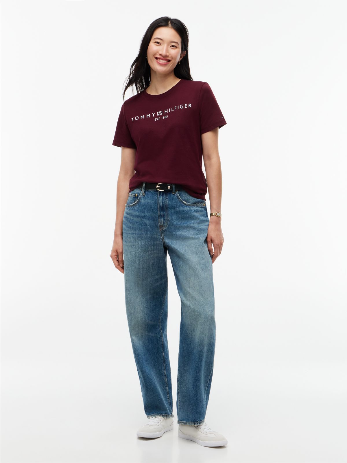 Logo Boxy Jersey Crew Neck T-Shirt — Red