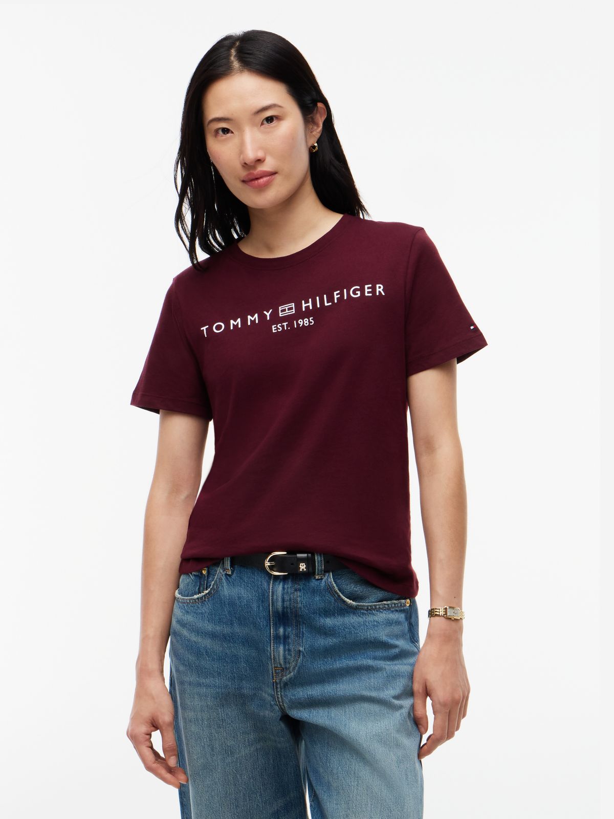 Logo Boxy Jersey Crew Neck T-Shirt — Red