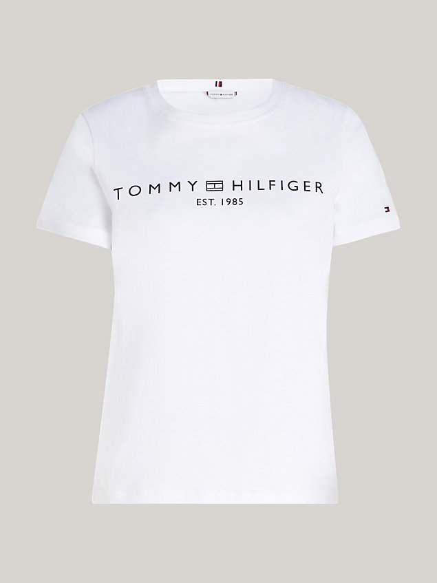 white signature logo flag embroidery t-shirt for women tommy hilfiger