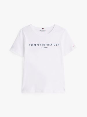 white logo crew neck t-shirt for women tommy hilfiger