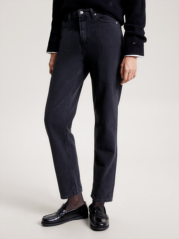denim classics zwarte high rise straight jeans voor dames - tommy hilfiger