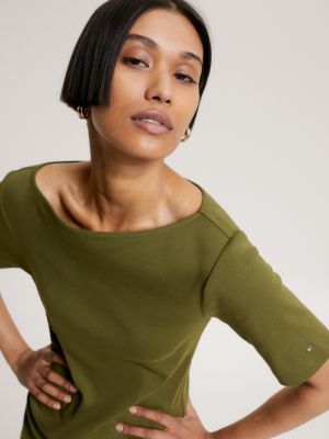 Slim Fit MidiTShirtKleid mit Raffungen Grün Tommy Hilfiger