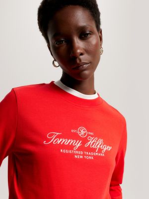 Langarmshirt mit Hilfiger | | Orange Logo Tommy