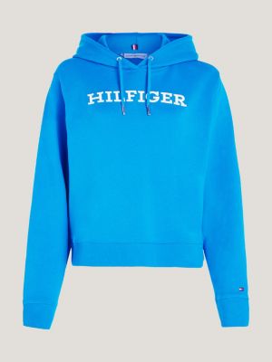 Sudadera con capucha y monotipo Hilfiger, Azul