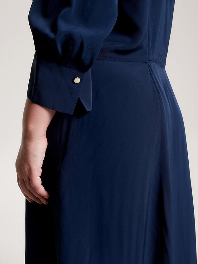 blue sukienka do kolan curve z dekoltem w szpic dla kobiety - tommy hilfiger