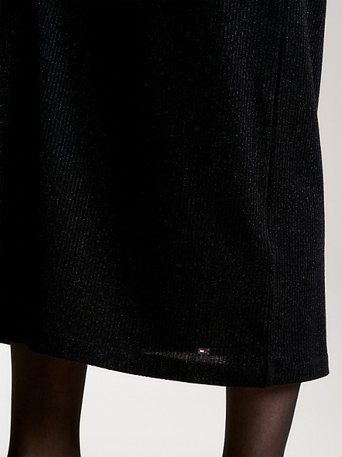 black metallic sleeveless slim fit midi dress for women tommy hilfiger