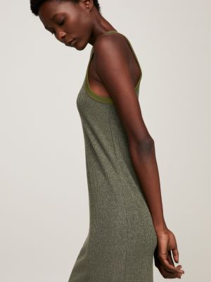 Metallic Sleeveless Slim Fit Midi Dress | Green | Tommy Hilfiger