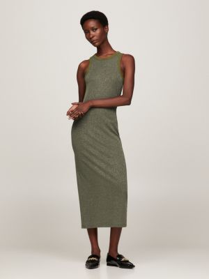 Olive green fit hot sale and flare dress