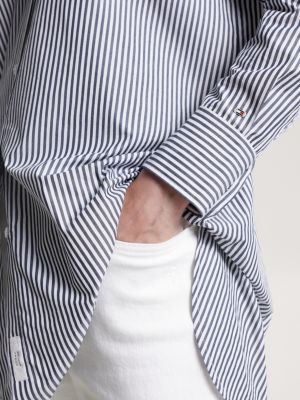 Stripe Relaxed Fit Longline Shirt Hilfiger Tommy | Blue 