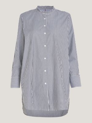 Longline | Stripe Fit Blue Tommy Shirt | Hilfiger Relaxed