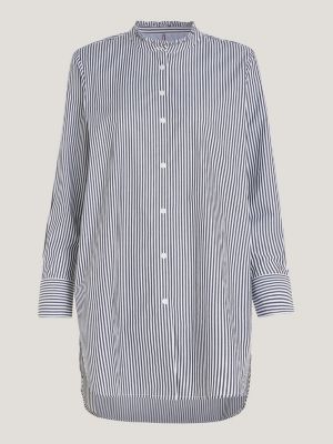 Stripe Relaxed Fit Longline Shirt, Blue