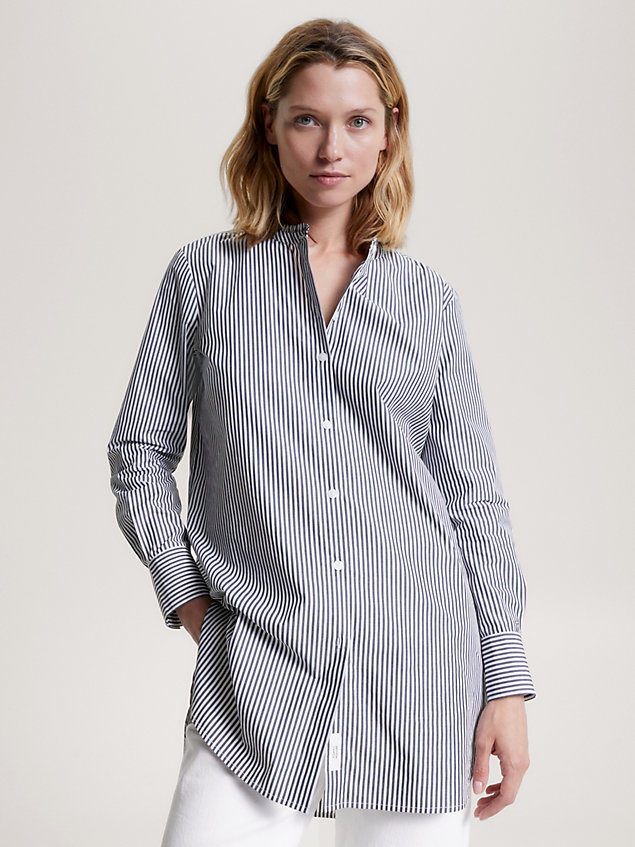 blue stripe relaxed fit longline shirt for women tommy hilfiger