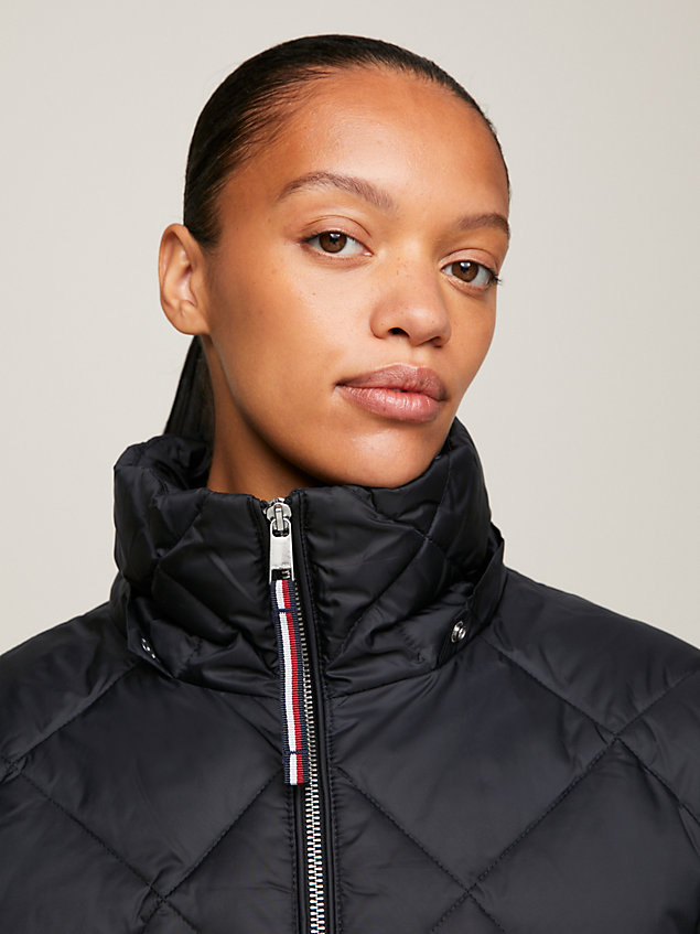 black elevated belted quilted jacket for women tommy hilfiger