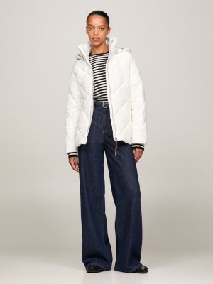 Tommy hilfiger puffer on sale jacket white