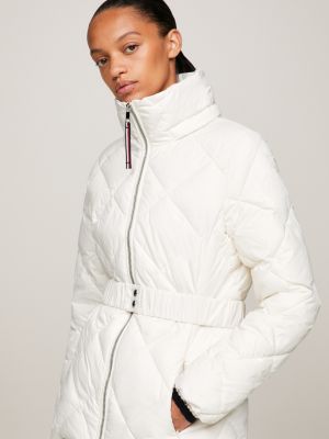 Elevated Belted Quilted Jacket | Hilfiger | White Tommy