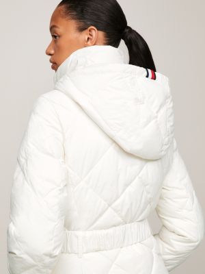 Elevated Belted Quilted Jacket, White