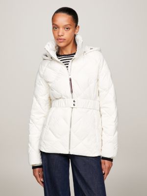 Quilted | Jacket Elevated Hilfiger White Belted | Tommy