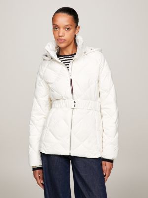 Elevated Belted Quilted Jacket White Tommy Hilfiger