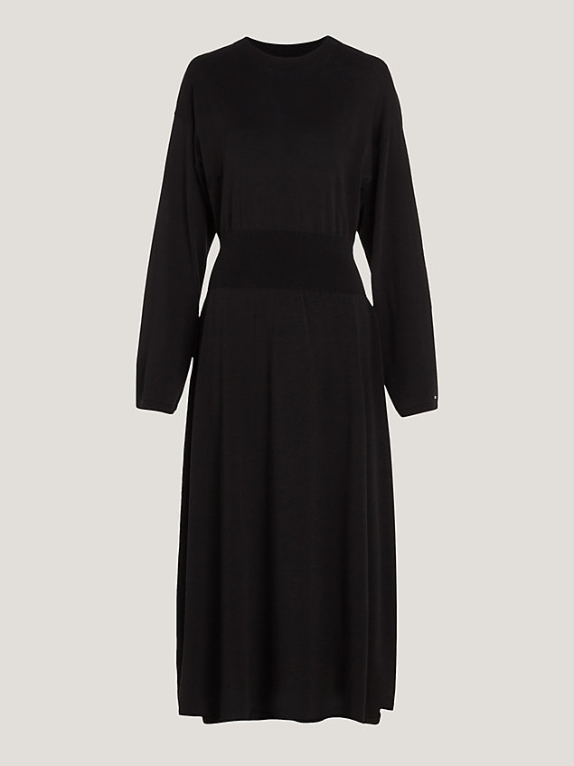 black jersey waisted relaxed midi dress for women tommy hilfiger