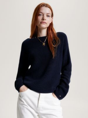 Boat neck wool clearance jumper