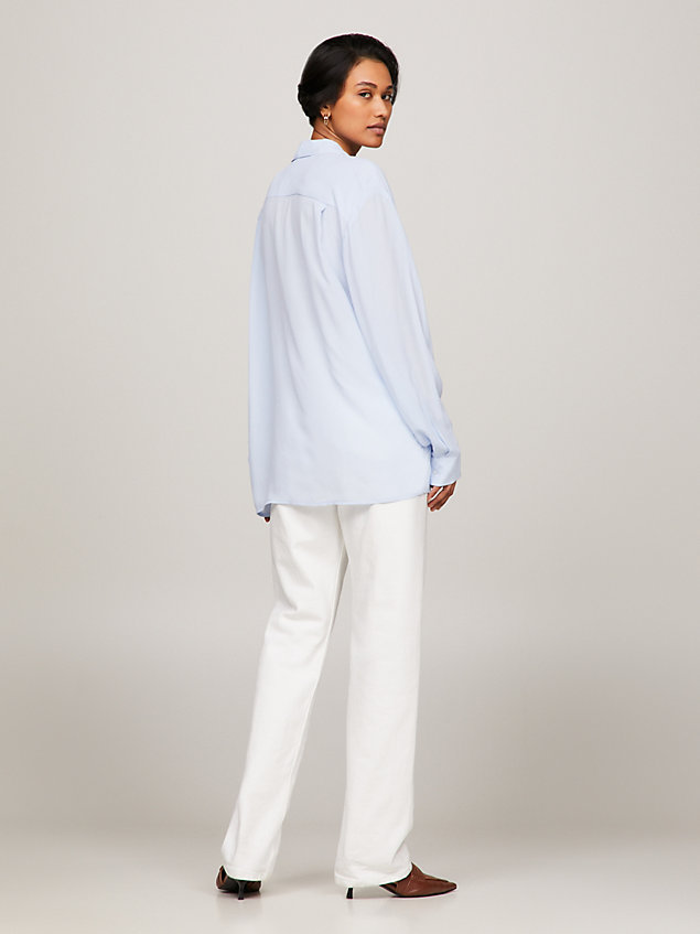 blue relaxed crepe shirt for women tommy hilfiger
