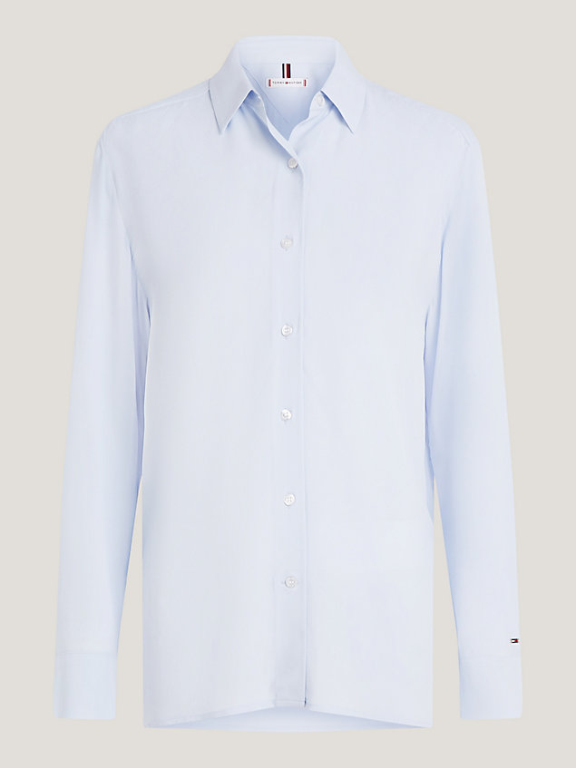 blue luźna koszula z krepy dla kobiety - tommy hilfiger