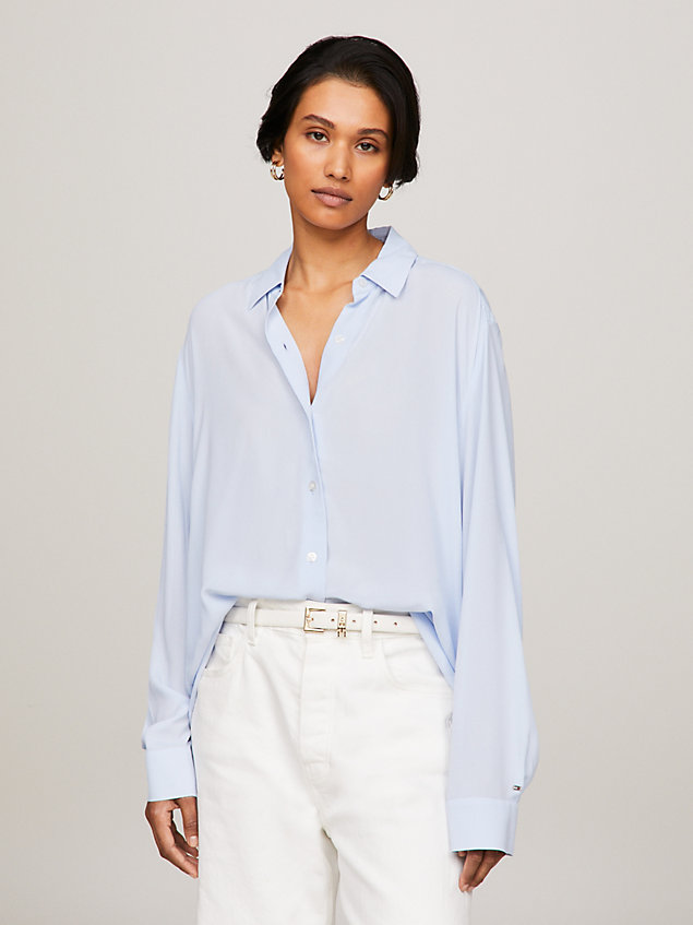 camicia relaxed fit in crêpe blue da donna tommy hilfiger