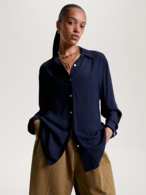 Relaxed Crepe Shirt | Blue Tommy Hilfiger 