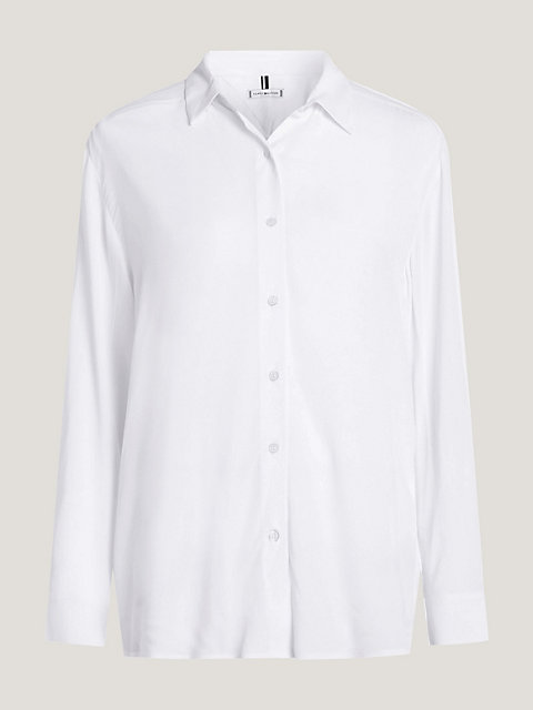 white luźna koszula z krepy dla kobiety - tommy hilfiger