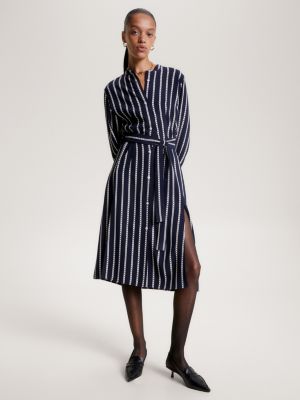| Hilfiger | Blue Stripe Shirt Midi Tommy Argyle Dress