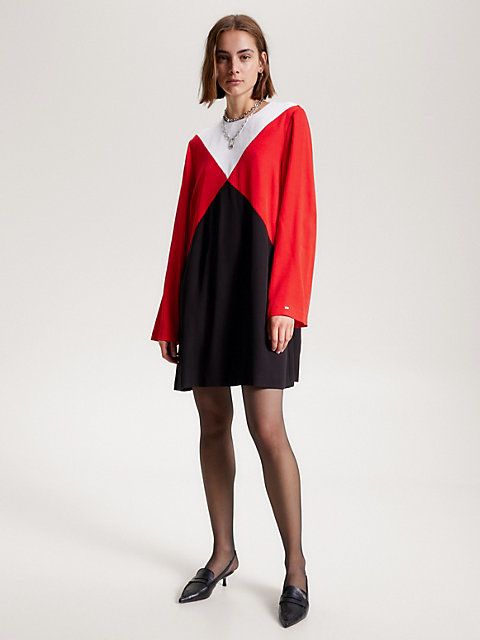red sukienka z blokami kolorów dla kobiety - tommy hilfiger
