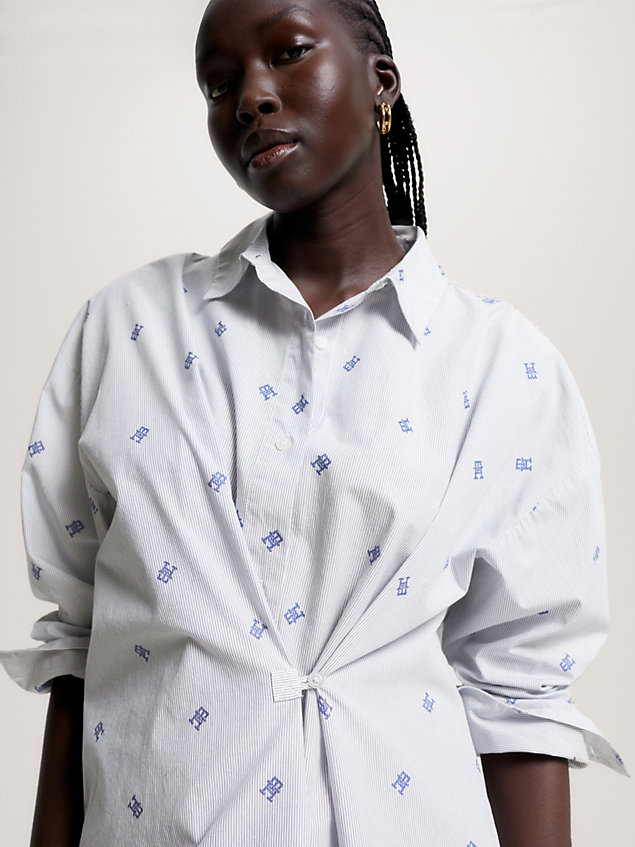 white ithaca stripe oversized shirt dress for women tommy hilfiger