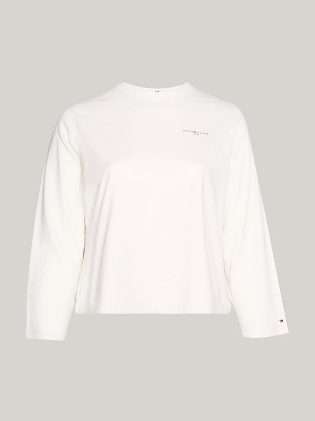 beige curve 1985 collection langarmshirt mit logo für damen - tommy hilfiger