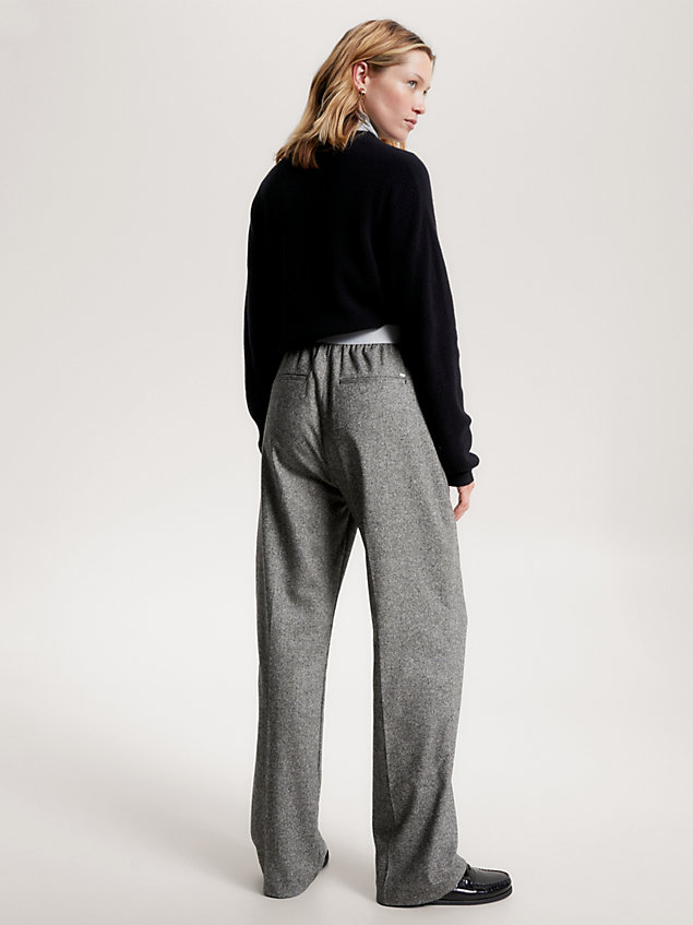 grey pull-on logo waistband trousers for women tommy hilfiger