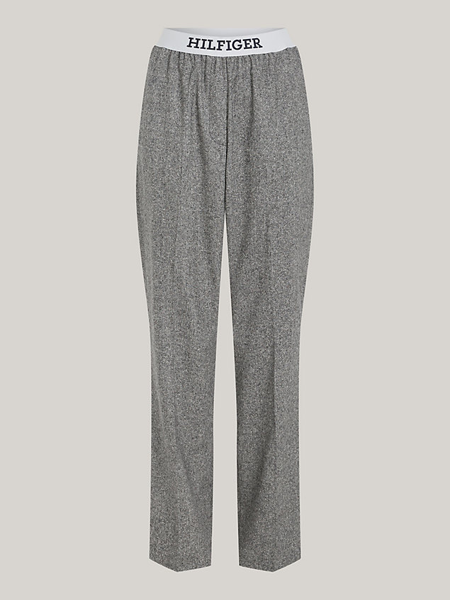 grey pull-on logo waistband trousers for women tommy hilfiger