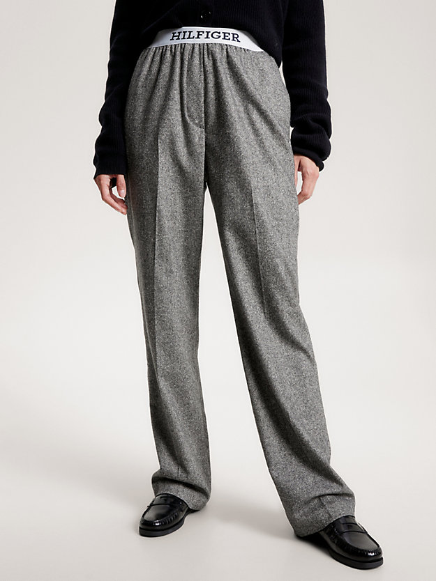 Pull-On Logo Waistband Trousers, Grey