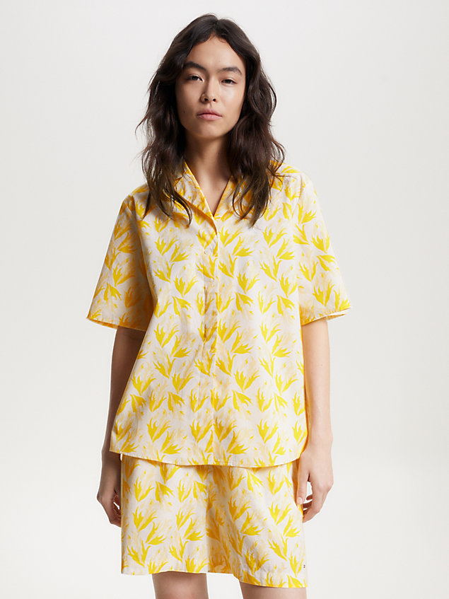 yellow tommy hilfiger x vacation short sleeve pyjama shirt for women tommy hilfiger