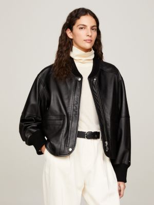 Tommy hilfiger ladies leather on sale jacket