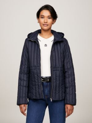 Quilted Hooded Padded Jacket | Blue | Tommy Hilfiger